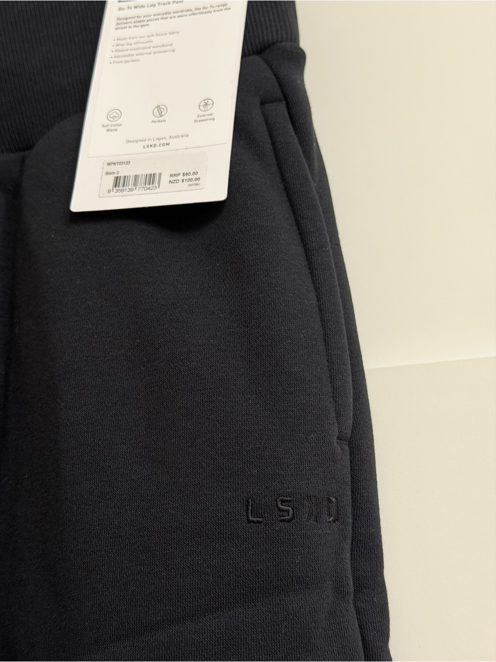 LSKD Go-To Wide Leg Track Pant in Black, Size Small - Picture 9 of 13